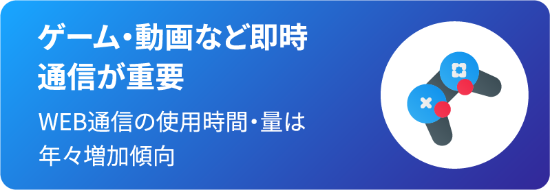 ゲーム・動画など即時通信の精度が重要