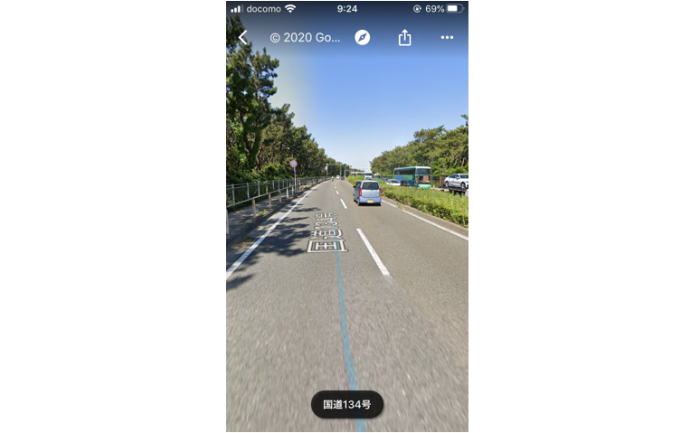Googleマップのストリートビューの画面