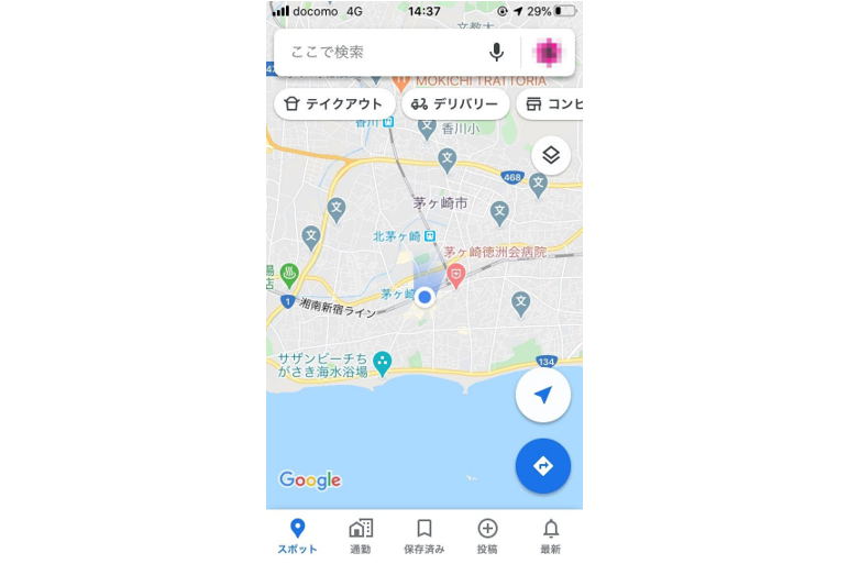 Googleマップの縮小画面