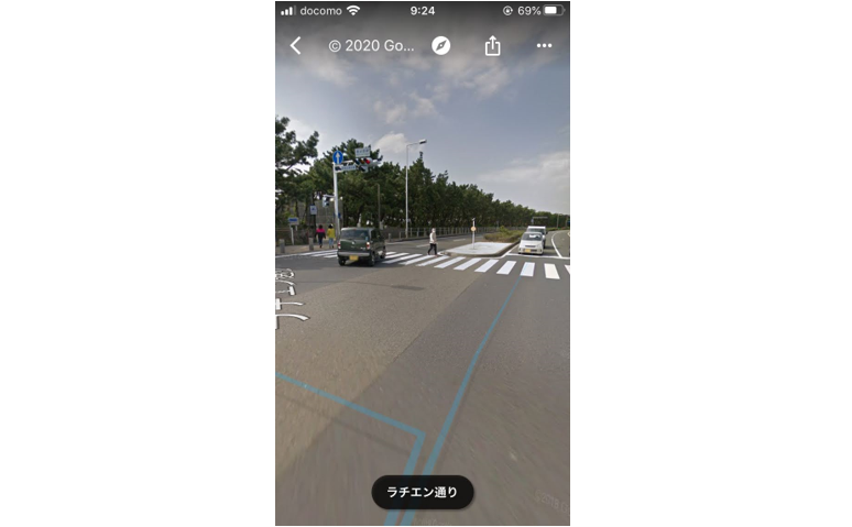 Googleマップのストリートビューの画面