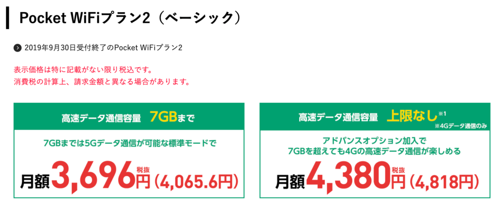 ワイモバイル ポケットWiFi