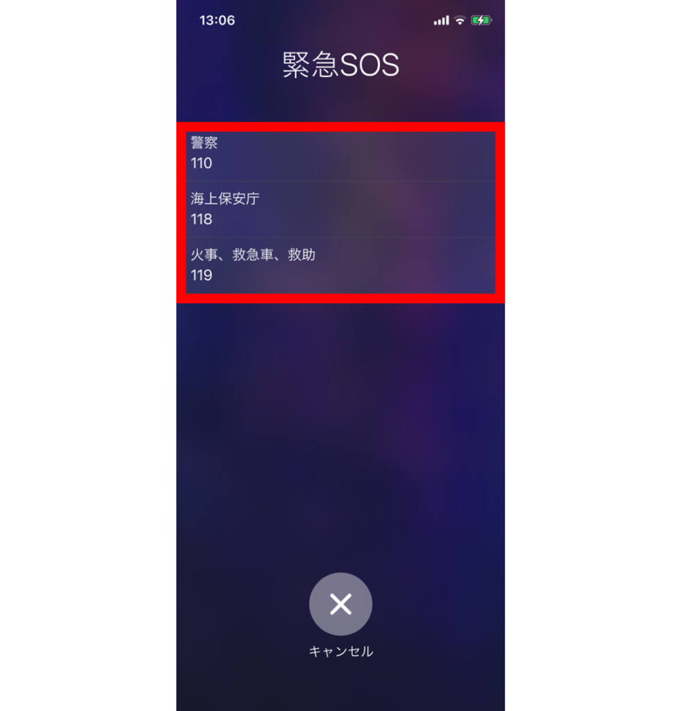 iPhoneの緊急SOSで設定可能な発信先