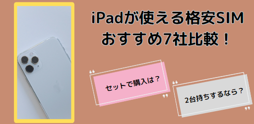 iPadが使える格安SIMおすすめ7選！セット購入・2台持ちするならどこ？