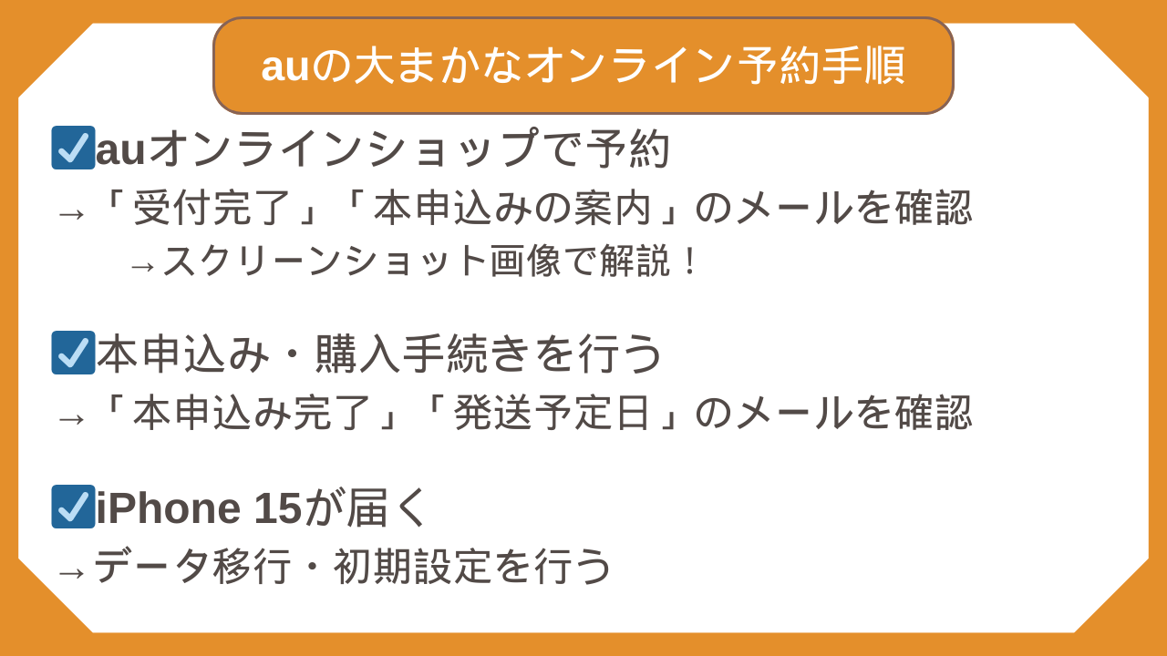 au iPhone 15 予約手順