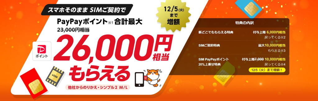 SIMご契約で合計最大26,000ポイントプレゼント