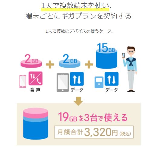 IIJmio データ容量シェア 2回線以上の場合