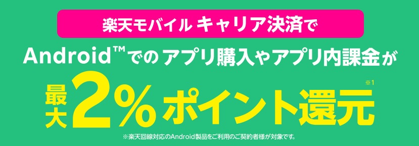 楽天モバイルキャリア決済の利用で楽天ポイント還元