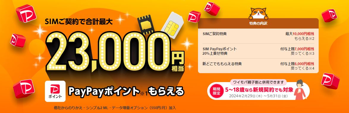 SIMご契約で合計最大23,000ポイントプレゼント